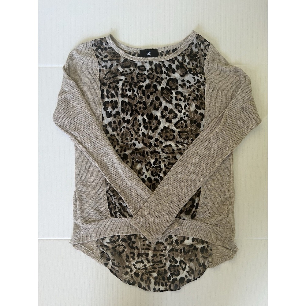 iz Byer Women's Sheer Leopard Print Long Sleeve Blouse Top Size Medium